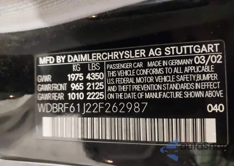 2002 Mercedes-Benz C 240 z USA, uszkodzony, nr VIN WDBRF61J22F262987